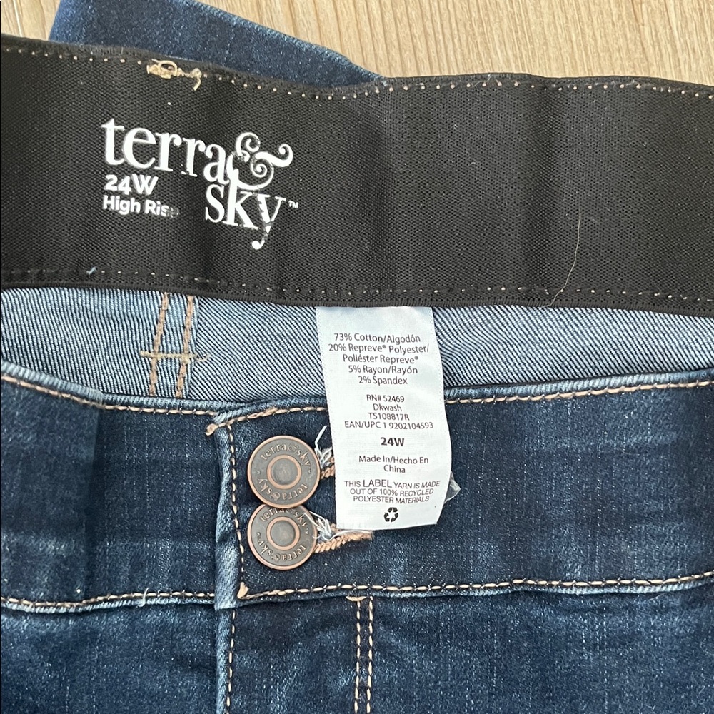 Terra & Sky Deep Indigo High Rise Ankle Jeans Sz 24W. Bundle & Save! - Picture 3 of 4